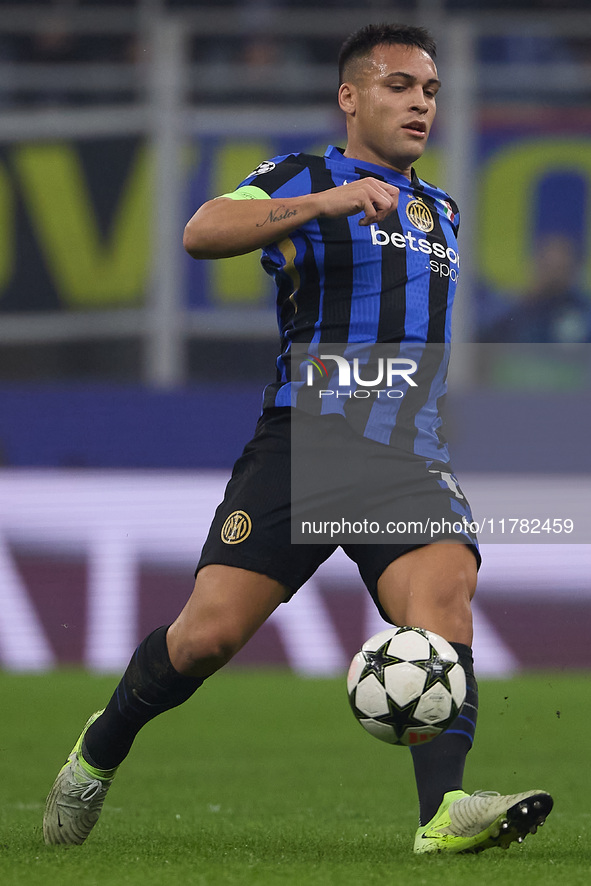 Lautaro Martinez of FC Internazionale is in action during the UEFA Champions League 2024/25 League Phase MD4 match between FC Internazionale...