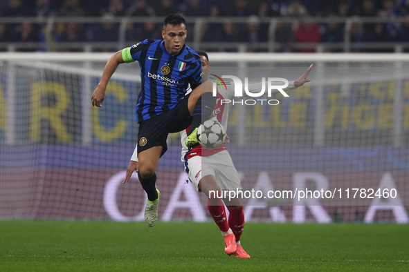 Lautaro Martinez of FC Internazionale is in action during the UEFA Champions League 2024/25 League Phase MD4 match between FC Internazionale...