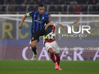 Lautaro Martinez of FC Internazionale is in action during the UEFA Champions League 2024/25 League Phase MD4 match between FC Internazionale...