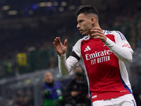 Gabriel Martinelli of Arsenal reacts during the UEFA Champions League 2024/25 League Phase MD4 match between FC Internazionale Milano and Ar...