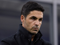 Mikel Arteta, Head Coach of Arsenal, looks on during the UEFA Champions League 2024/25 League Phase MD4 match between FC Internazionale Mila...