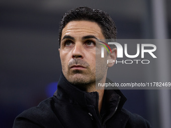 Mikel Arteta, Head Coach of Arsenal, looks on during the UEFA Champions League 2024/25 League Phase MD4 match between FC Internazionale Mila...