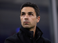 Mikel Arteta, Head Coach of Arsenal, looks on during the UEFA Champions League 2024/25 League Phase MD4 match between FC Internazionale Mila...