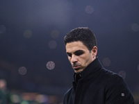 Mikel Arteta, Head Coach of Arsenal, looks on during the UEFA Champions League 2024/25 League Phase MD4 match between FC Internazionale Mila...