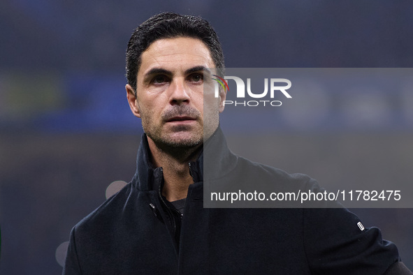 Mikel Arteta, Head Coach of Arsenal, looks on during the UEFA Champions League 2024/25 League Phase MD4 match between FC Internazionale Mila...