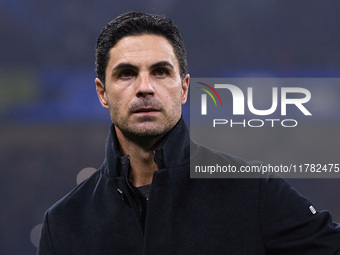 Mikel Arteta, Head Coach of Arsenal, looks on during the UEFA Champions League 2024/25 League Phase MD4 match between FC Internazionale Mila...