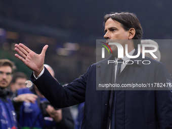 Simone Inzaghi, head coach of FC Internazionale, gestures during the UEFA Champions League 2024/25 League Phase MD4 match between FC Interna...