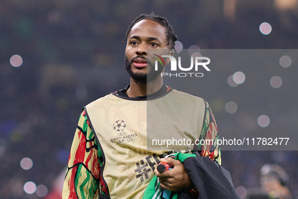 Raheem Sterling of Arsenal looks on before the UEFA Champions League 2024/25 League Phase MD4 match between FC Internazionale Milano and Ars...