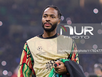 Raheem Sterling of Arsenal looks on before the UEFA Champions League 2024/25 League Phase MD4 match between FC Internazionale Milano and Ars...