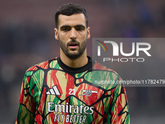 Mikel Merino of Arsenal warms up before the UEFA Champions League 2024/25 League Phase MD4 match between FC Internazionale Milano and Arsena...