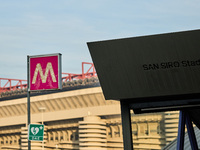 A general view outside San Siro Stadium near the Metro stop before the UEFA Champions League 2024/25 League Phase MD4 match between FC Inter...