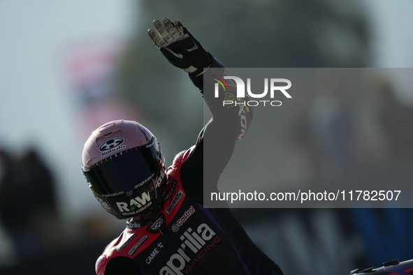 Aleix Espargaro (41) of Spain and Aprilia Racing during the Qualifying of the Motul Solidarity Grand Prix of Barcelona at Circuit de Barcelo...