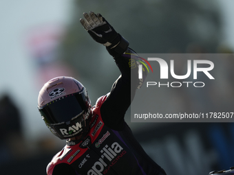 Aleix Espargaro (41) of Spain and Aprilia Racing during the Qualifying of the Motul Solidarity Grand Prix of Barcelona at Circuit de Barcelo...