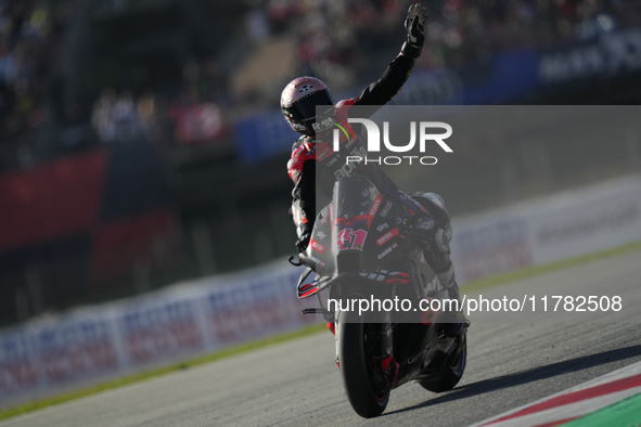 Aleix Espargaro (41) of Spain and Aprilia Racing during the Qualifying of the Motul Solidarity Grand Prix of Barcelona at Circuit de Barcelo...