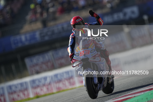 Marc Marquez (93) of Spain and Gresini Racing Moto GP Ducati during the Qualifying of the Motul Solidarity Grand Prix of Barcelona at Circui...