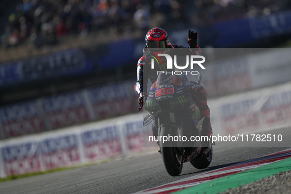 Fabio Quartararo (20) of France and Monster Energy Yamaha Moto GP during the Qualifying of the Motul Solidarity Grand Prix of Barcelona at C...