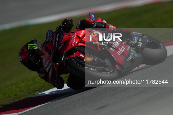 Francesco Pecco Bagnaia (1) of Italy and Ducati Lenovo Team during the Qualifying of the Motul Solidarity Grand Prix of Barcelona at Circuit...