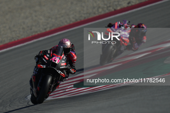 Aleix Espargaro (41) of Spain and Aprilia Racing during the Qualifying of the Motul Solidarity Grand Prix of Barcelona at Circuit de Barcelo...