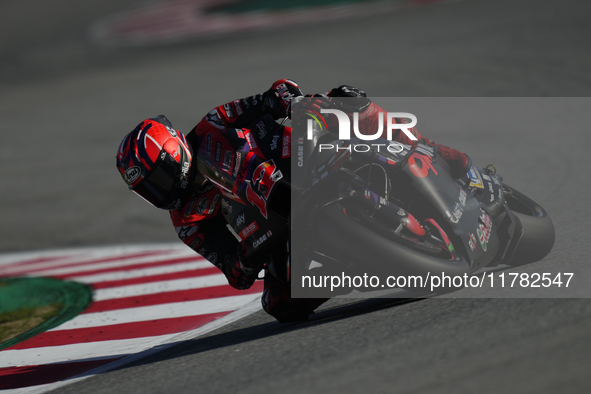 Maverick Vinales (12) of Spain and Aprilia Racing during the Qualifying of the Motul Solidarity Grand Prix of Barcelona at Circuit de Barcel...