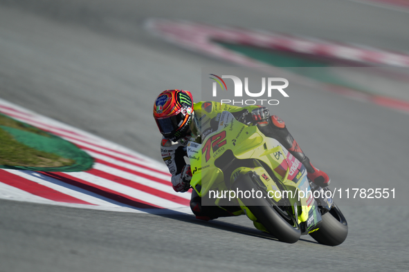 Marco Bezzecchi (72) of Italy and Pertamina Enduro Vr46 Racing Team during the Qualifying of the Motul Solidarity Grand Prix of Barcelona at...