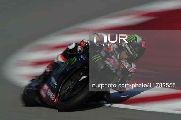 Alex Rins (42) of Spain and Monster Energy Yamaha Moto GP during the Qualifying of the Motul Solidarity Grand Prix of Barcelona at Circuit d...