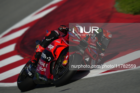 Francesco Pecco Bagnaia (1) of Italy and Ducati Lenovo Team during the Qualifying of the Motul Solidarity Grand Prix of Barcelona at Circuit...