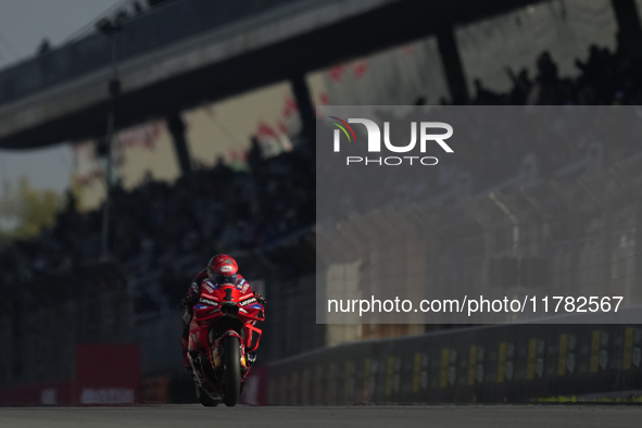 Francesco Pecco Bagnaia (1) of Italy and Ducati Lenovo Team during the Qualifying of the Motul Solidarity Grand Prix of Barcelona at Circuit...