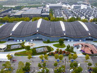 The Internet International Convention and Exhibition Center prepares for the World Internet Conference in Wuzhen, China, on November 16, 202...