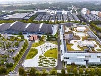 The Internet International Convention and Exhibition Center prepares for the World Internet Conference in Wuzhen, China, on November 16, 202...