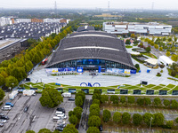 The Internet International Convention and Exhibition Center prepares for the World Internet Conference in Wuzhen, China, on November 16, 202...