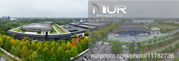 The Internet International Convention and Exhibition Center prepares for the World Internet Conference in Wuzhen, China, on November 16, 202...