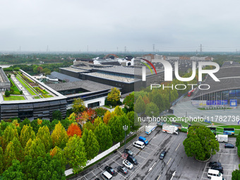 The Internet International Convention and Exhibition Center prepares for the World Internet Conference in Wuzhen, China, on November 16, 202...