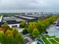 The Internet International Convention and Exhibition Center prepares for the World Internet Conference in Wuzhen, China, on November 16, 202...