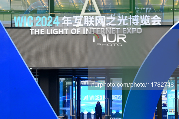 The Internet International Convention and Exhibition Center prepares for the World Internet Conference in Wuzhen, China, on November 16, 202...