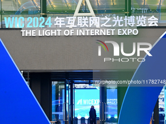 The Internet International Convention and Exhibition Center prepares for the World Internet Conference in Wuzhen, China, on November 16, 202...