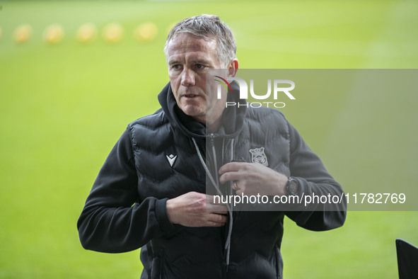 Wrexham A.F.C. manager Phil Parkinson is present during the Sky Bet League 1 match between Stockport County and Wrexham at the Edgeley Park...