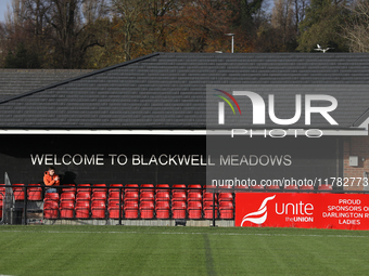 A general view of the ground before the Isuzu FA Trophy Second round match between Darlington and Buxton at Blackwell Meadows in Darlington,...