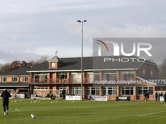 A general view of the ground before the Isuzu FA Trophy Second round match between Darlington and Buxton at Blackwell Meadows in Darlington,...