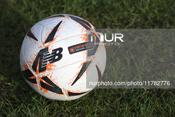 A Vanarama National League ball is present before the Isuzu FA Trophy second round match between Darlington and Buxton at Blackwell Meadows...