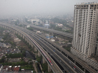 The Jakarta-Bandung high-speed train, also known as Whoosh, is seen crossing Bekasi, West Java, on Saturday, November 16, 2024. Deputy Minis...