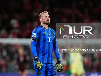 Kasper Schmeichel of Denmark  looks on during the Nations League Round 5 match between Denmark against Spain at Parken, Copenhagen, Denmark...