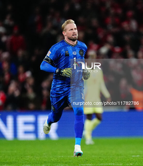 Kasper Schmeichel of Denmark  looks on during the Nations League Round 5 match between Denmark against Spain at Parken, Copenhagen, Denmark...