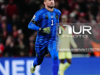 Kasper Schmeichel of Denmark  looks on during the Nations League Round 5 match between Denmark against Spain at Parken, Copenhagen, Denmark...