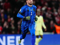 Kasper Schmeichel of Denmark  looks on during the Nations League Round 5 match between Denmark against Spain at Parken, Copenhagen, Denmark...