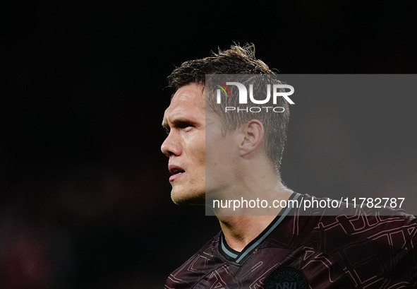 Jannik Vestergaard of Denmark  looks on during the Nations League Round 5 match between Denmark against Spain at Parken, Copenhagen, Denmark...