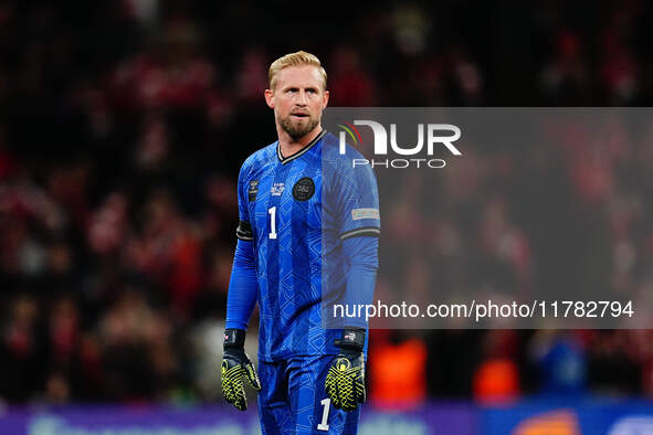 Kasper Schmeichel of Denmark  looks on during the Nations League Round 5 match between Denmark against Spain at Parken, Copenhagen, Denmark...