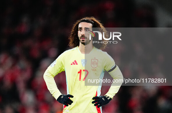 Marc Cucurella of Spain  looks on during the Nations League Round 5 match between Denmark against Spain at Parken, Copenhagen, Denmark on No...