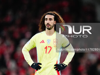 Marc Cucurella of Spain  looks on during the Nations League Round 5 match between Denmark against Spain at Parken, Copenhagen, Denmark on No...