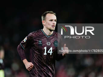 Mikkel Damsgaard of Denmark  looks on during the Nations League Round 5 match between Denmark against Spain at Parken, Copenhagen, Denmark o...