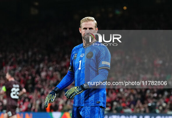 Kasper Schmeichel of Denmark  looks on during the Nations League Round 5 match between Denmark against Spain at Parken, Copenhagen, Denmark...